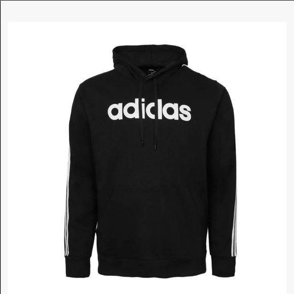 adidas Shirts Mens Adidas Black Logo Lettered Hoodie Nwt Poshmark